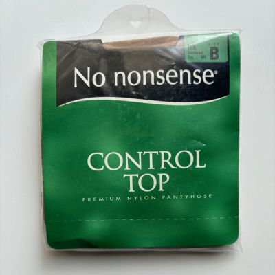 No Nonsense TAN Control Top Nylon Reinforced Toe Pantyhose Tights Size B